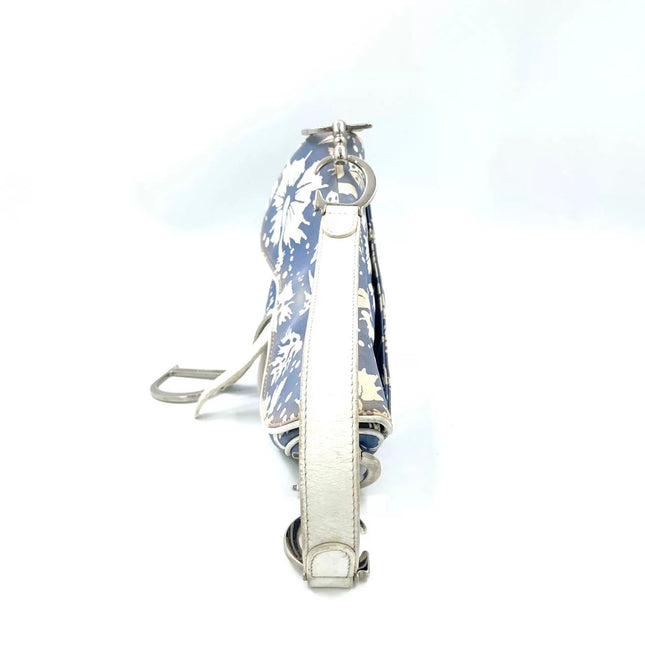 Dior Saddle Surf Chick Vintage John Galliano Blue White Shoulder Bag
