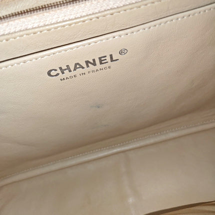 Chanel Classic Flap Jumbo Beige Caviar Leather Single Flap Silver Hardware