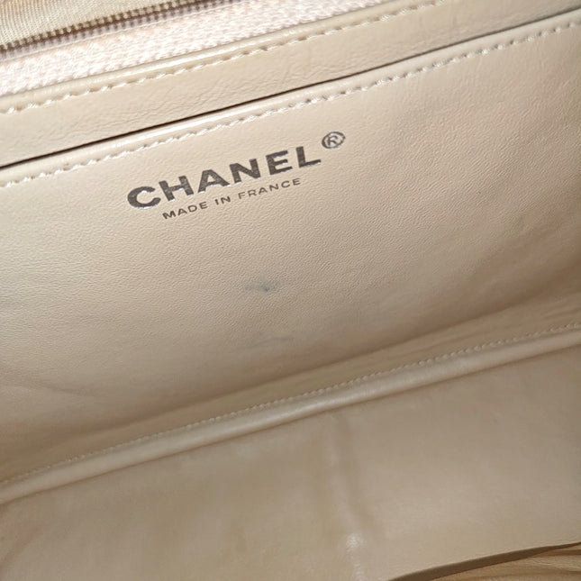 Chanel Classic Flap Jumbo Beige Caviar Leather Single Flap Silver Hardware