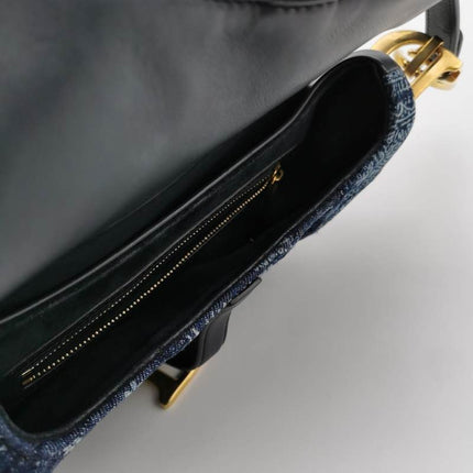 Sold Dior saddle bag Special Edition Peace and Love Denim Patchwork Embroidery