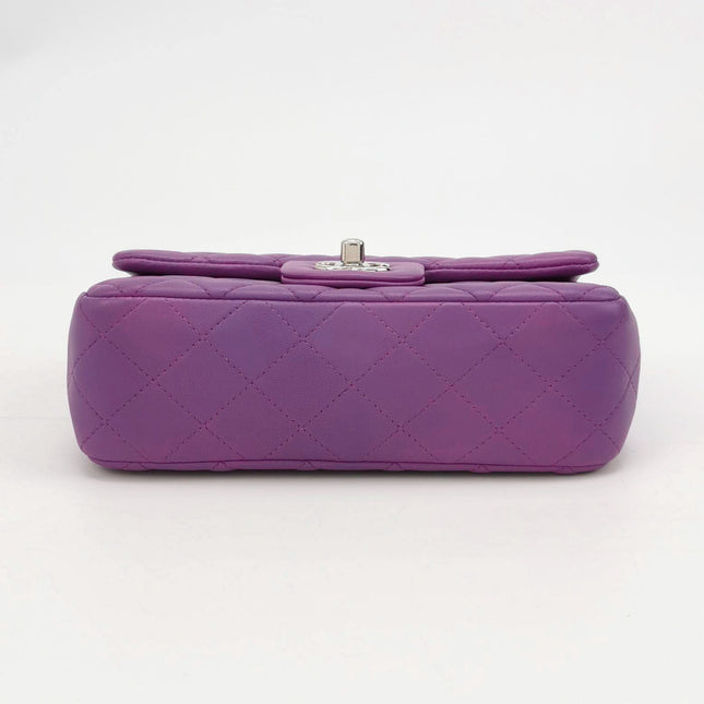 Chanel Classic Flap Mini Purple Lambskin Leather Silver Hardware