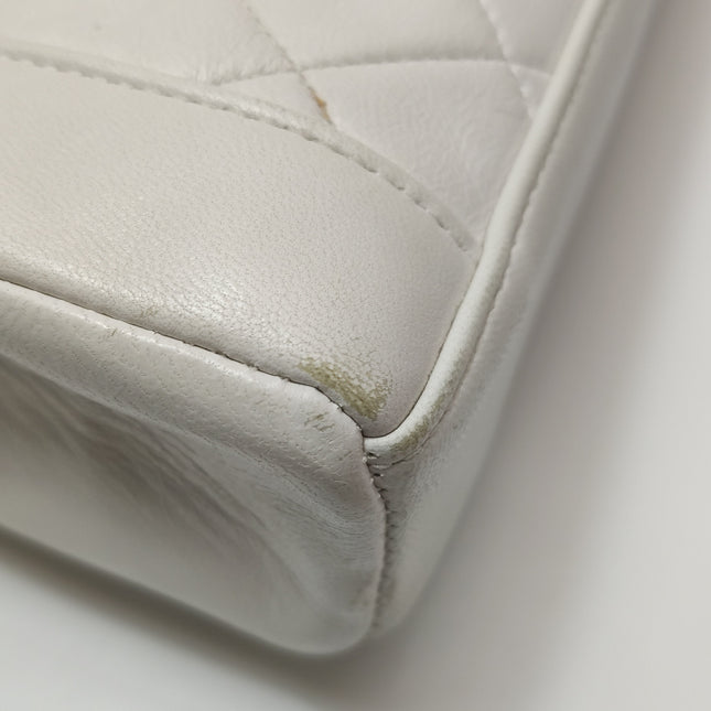 Chanel Diana CC Flap Bag Small Vintage White Lambskin Leather with 24k Gold HW, 1989-1991