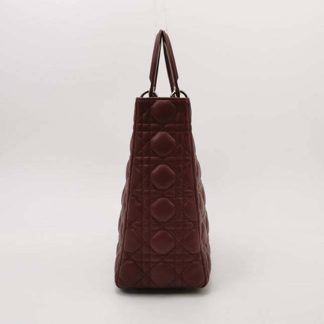 Lady Dior Large Bag Burgundy Lambskin Cannage Leather