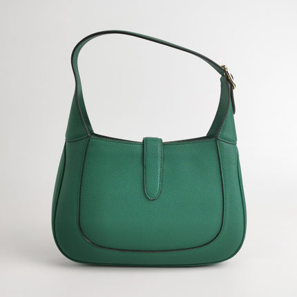 Gucci Jackie 1961 Green Grained Leather Bag Small with Adjustable Strap