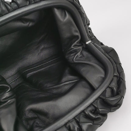 Bottega Veneta Pouch Large Intrecciato Black Calfskin Leather Clutch