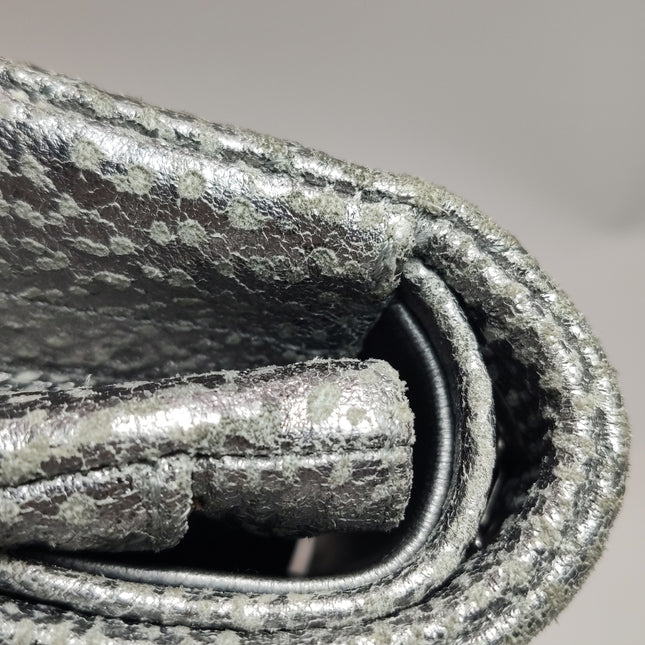 Chanel 2.55 Mini Chevron Stitching Silver Patterned Calfskin Leather Silver Hardware Flap Crossbody Bag