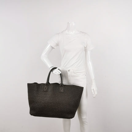 Bottega Veneta Cabat Tote Intreccio Leather Dark Chocolate Brown 45cm