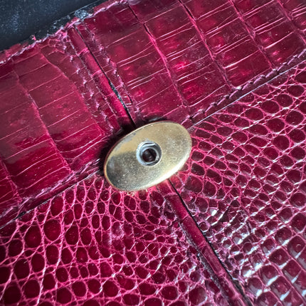 Vintage Burgundy Crocodile Leather Gold-tone Hardware Clutch Shoulder Bag
