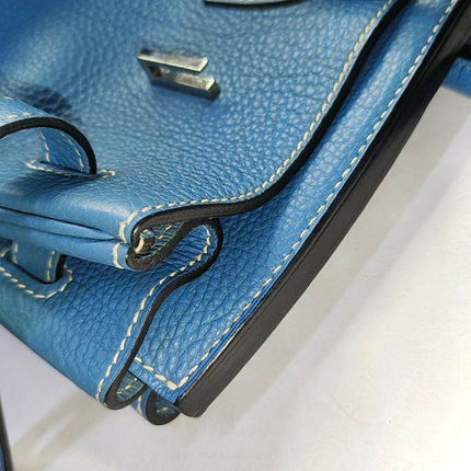 Hermes Birkin 35 Blue Jeans Calfskin Leather Palladium Hardware 2010
