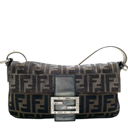 Fendi Baguette Iridescent Brown Zucca Print with Crystal Buckle