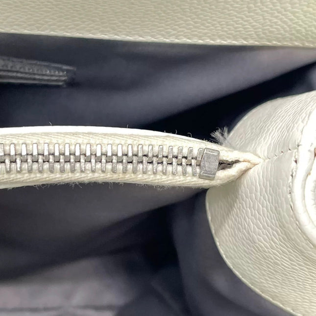 Chanel GST Grand Shopping Tote Large White Caviar Leather Silver Hardware