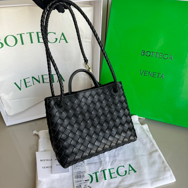 Sold Bottega Veneta Small Andiamo Black Intrecciato Handbag