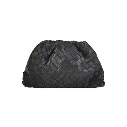 Bottega Veneta Pouch Large Intrecciato Black Calfskin Leather Clutch-Luxbags