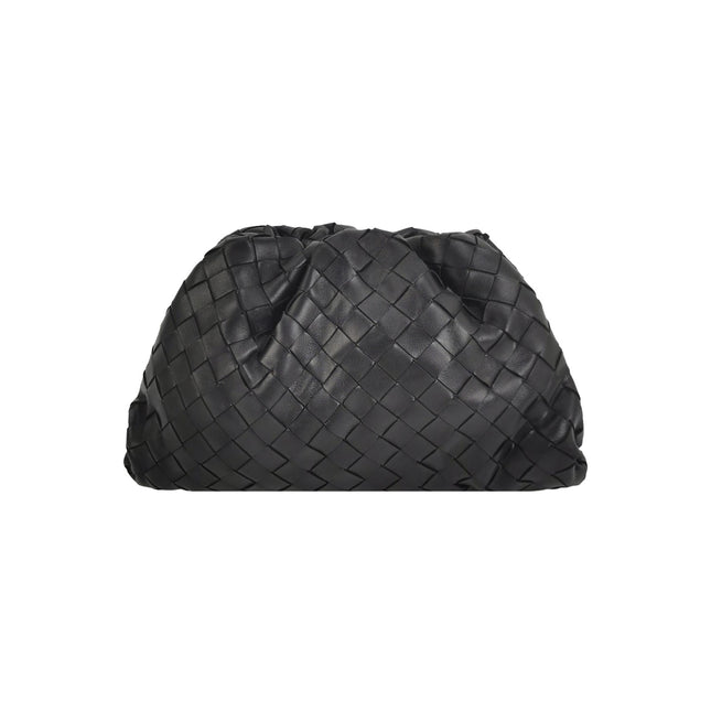 Bottega Veneta Pouch Large Intrecciato Black Calfskin Leather Clutch-Luxbags