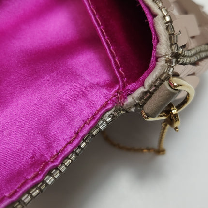 Fendi Nano Baguette Charm Pink Sequins Satin Interior Chain Strap