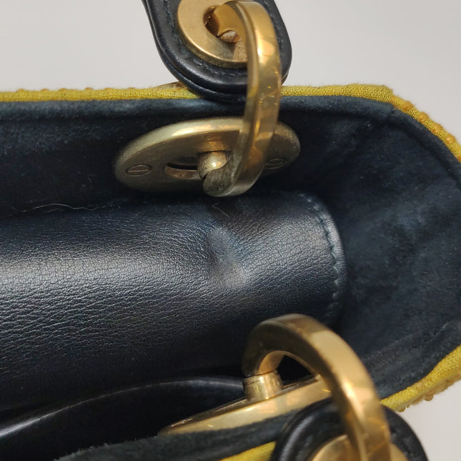 Lady Dior Mini Limited Edition Yellow Star and Bee Beaded Handbag 2017