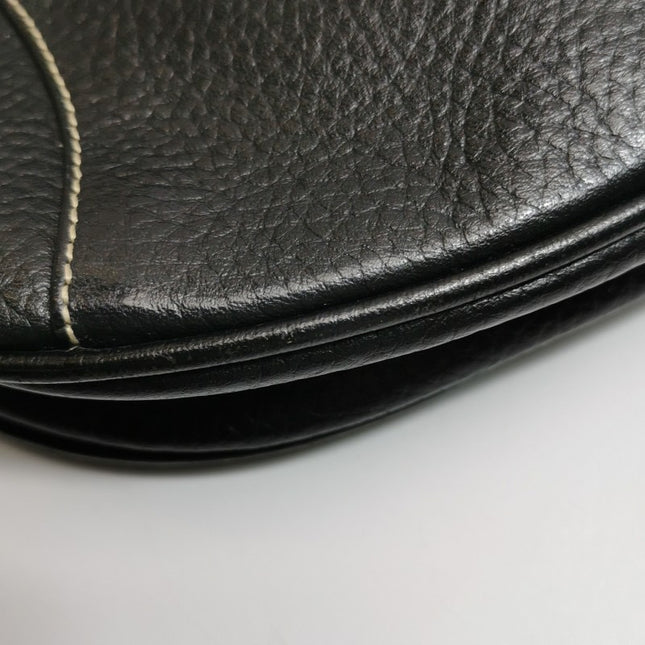 Dior Saddle Vintage Leather Black with Antiqued Gold Hardware