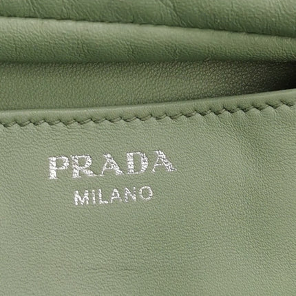 Prada Inside Bag Green Ostrich Leather Green Lambskin Leather Interior Medium
