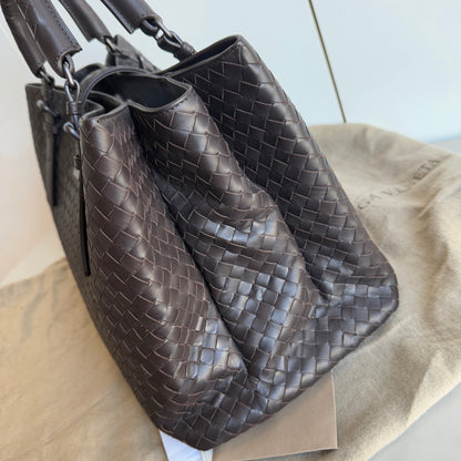 Bottega Veneta Roma Large Intrecciato Nappa Leather Dark Brown 35cm