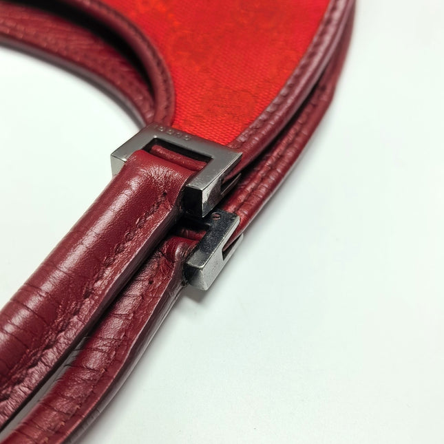 Gucci Jackie Vintage Red Monogram Fabric and Leather Shoulder Bag