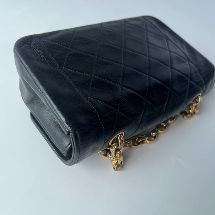 Chanel Diana Flap Bag Mini Black Leather Bijou Chain
