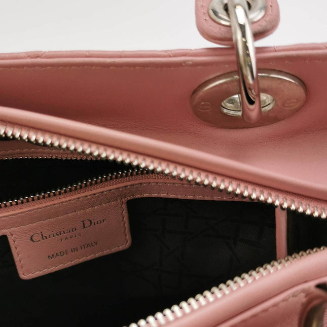 Sold Lady Dior 2012 Medium Pink Cannage Leather Handbag