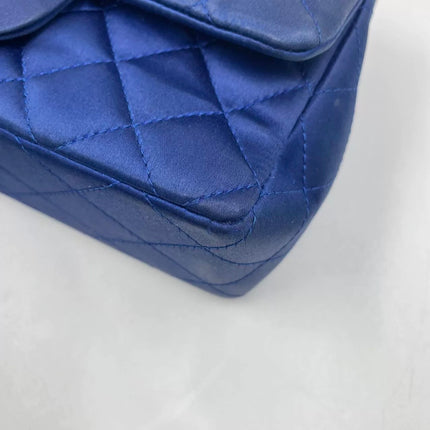 Chanel Classic Flap Mini 2013 Blue Silk Satin Gold Hardware