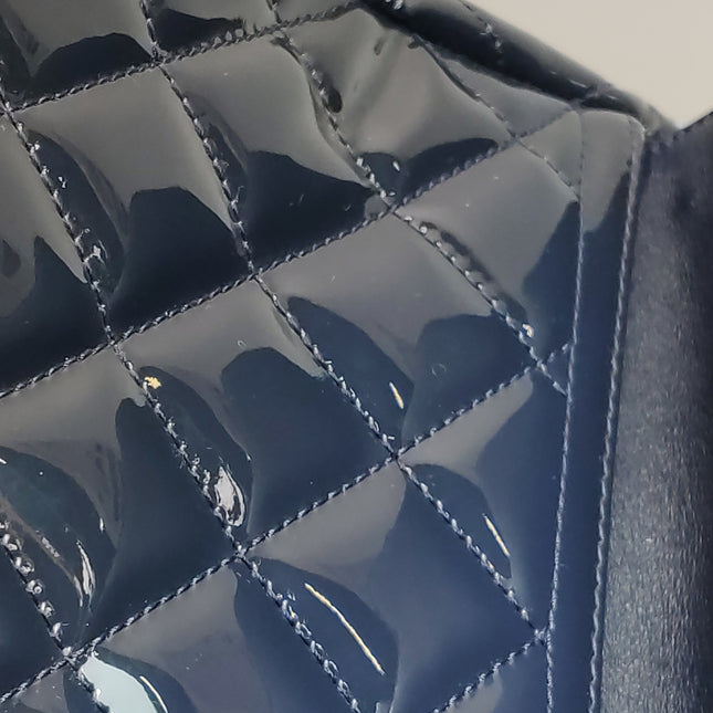 Chanel Coco Shine Small Tote Black Quilted Patent Leather Silver Hardware 2014-15