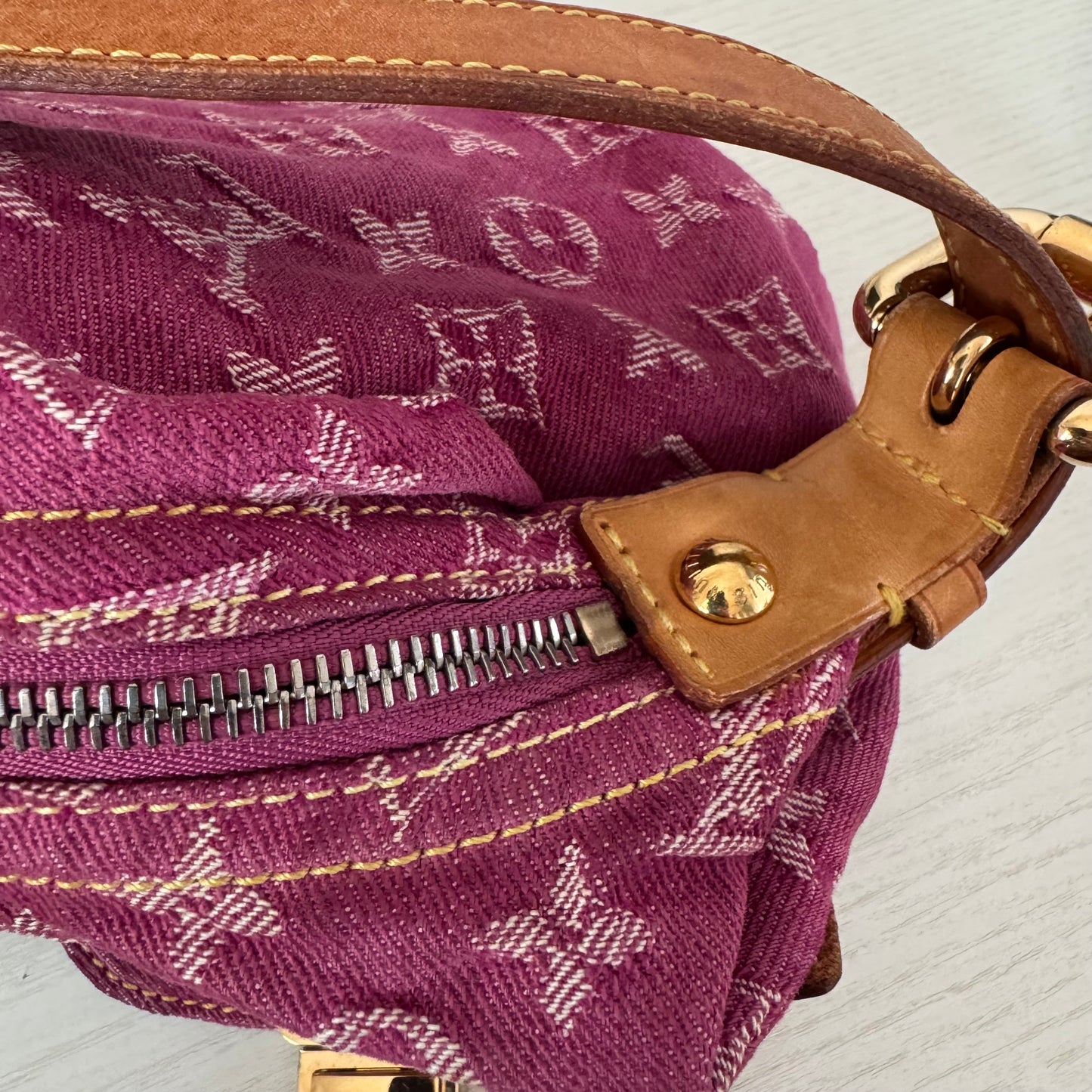 Louis Vuitton Monogram Pink Denim Baggy PM Shoulder Bag