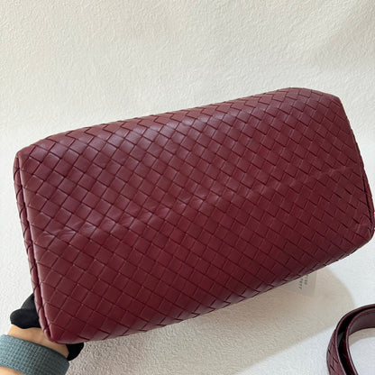 Bottega Veneta Roma Handbag Bag Intrecciato Nappa Leather Burgundy Small 30cm