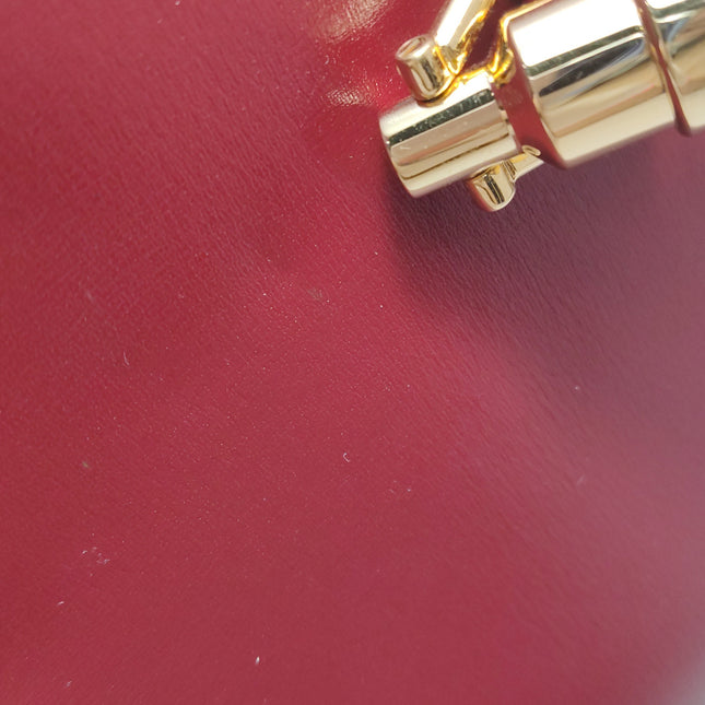 Gucci Jackie 1961 Red Burgundy Leather Bag Small with Adjustable Strap Gold Piston Lock