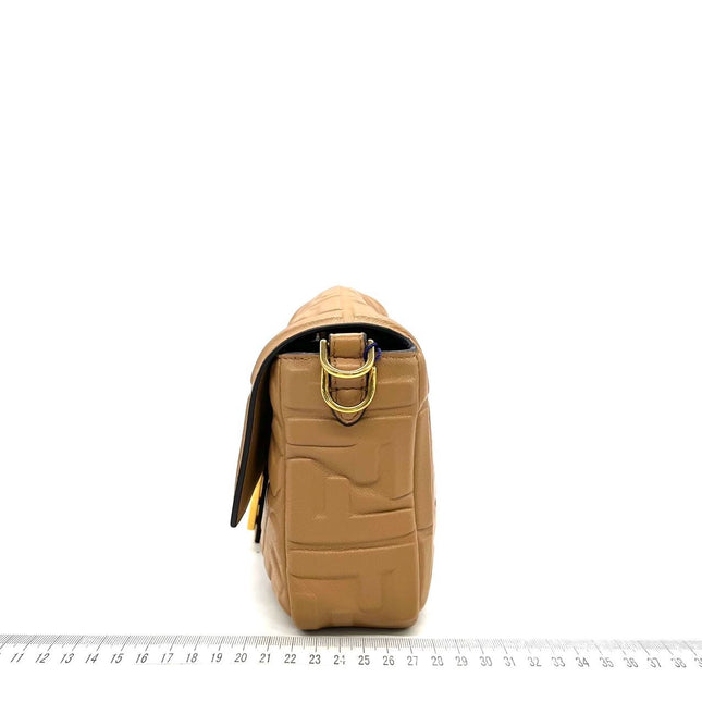 Sold FENDI Baguette Camel Leather 3D FF Motif Crossbody bag