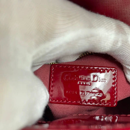 Lady Dior Mini Handbag 2021 Burgundy Red Patent Leather Gold-tone Chain Strap