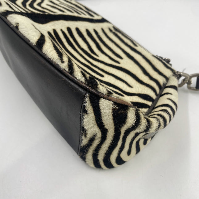 Prada Zebra Print Ponyhair Calfskin Leather Shoulder Bag
