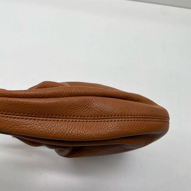 CHLOÉ Bracelet Hobo Embellished Brown Glossed Textured-leather Shoulder Bag