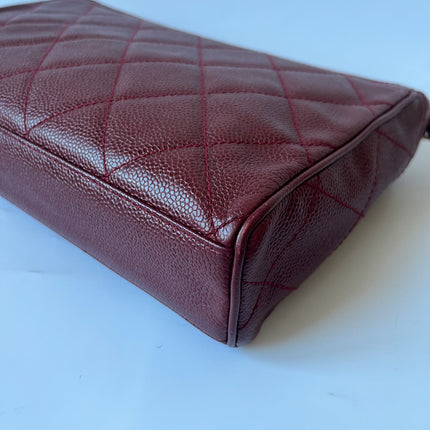 Chanel Vintage Burgundy Caviar Leather Shoulder Bag 24k Gold HW