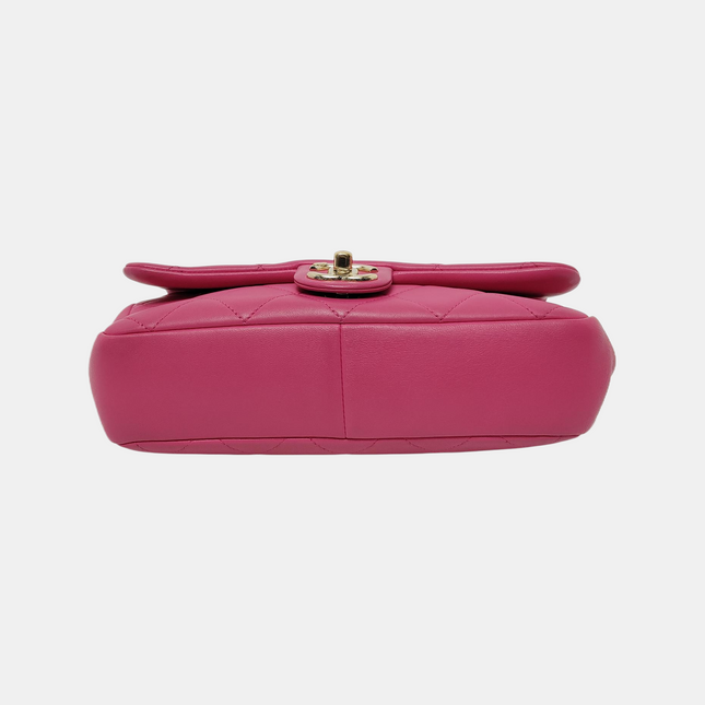Chanel Elegant Gold Chain Resin Bi-color Single Flap Bag Small Pink
