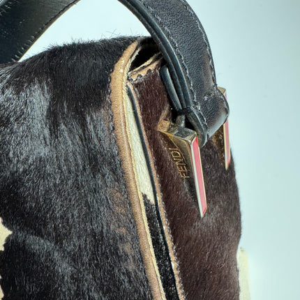 Fendi Mamma Baguette Large Pony hair in Cow Print Black and White