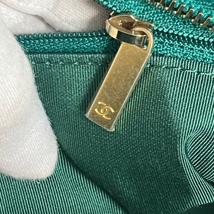 Chanel x Pharrel Williams Tweed Giant Logo Shopping Tote Green Quilted