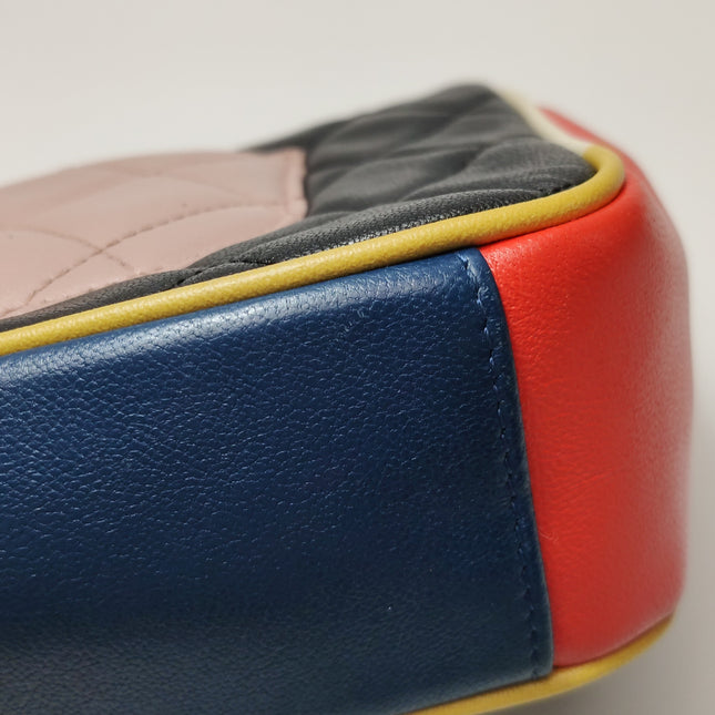 Chanel Timeless Classic Flap Lambskin Plexiglass Quilted Medium Cuba Color Flap Black with Multicolor Trim