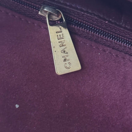 Chanel Vintage Medium Flap Top Handle Bag Burgundy Suede Leather 1997-1999