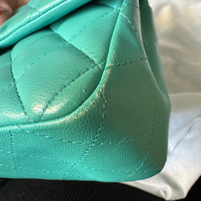 Chanel Classic Flap Mini 2018 Turquoise Blue Green Lambskin Leather Gold Hardware