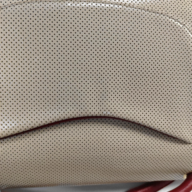 Chanel Vintage Classic Flap Bi-color Beige Perforated Leather and Red Leather Strap Bag, 2000-2002