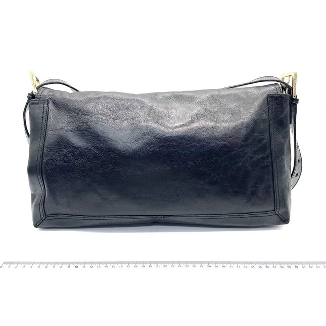 FENDI Baguette Large Black Calfskin Leather Shoulder Bag