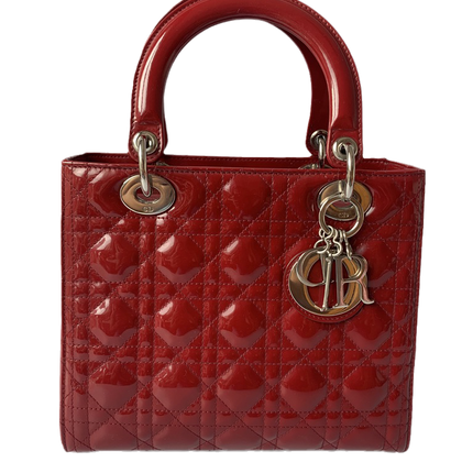 Sold Lady Dior Medium Bag Red Patent Leather