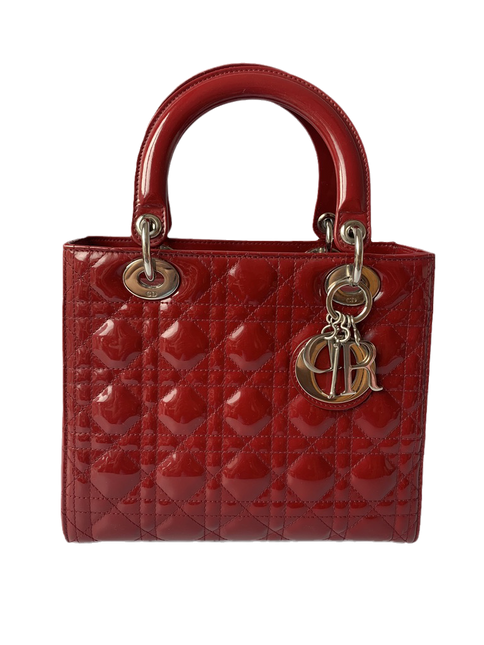 Sold Lady Dior Medium Bag Red Patent Leather