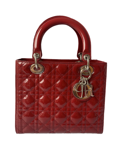 Sold Lady Dior Medium Bag Red Patent Leather