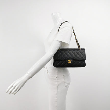 Chanel Classic Flap Medium 2016 Black Pixel Effect Calfskin Leather Gold Hardware