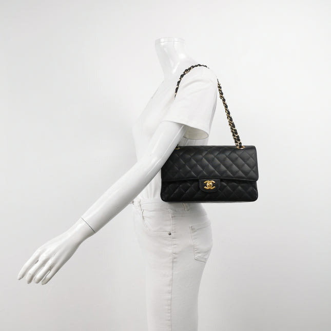 Chanel Classic Flap Medium 2016 Black Pixel Effect Calfskin Leather Gold Hardware