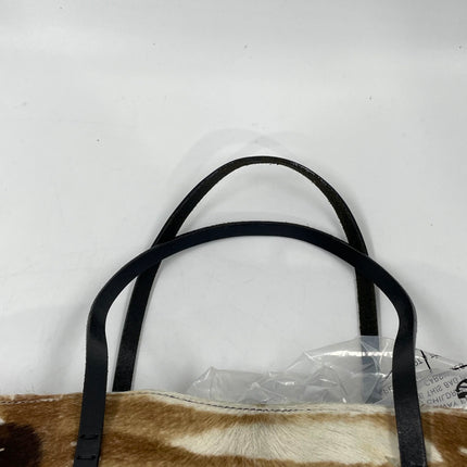 Fendi Brown and White Zebra Print Ponyhair Tote with Metal Plates